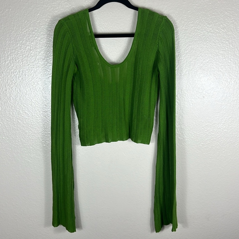 HEAVY MANNERS 'Money Green' Little Miss Cozy Knit Top - Picture 10 of 11